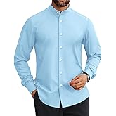 Lion Nardo Mens Dress Shirts Wrinkle Free Dress Shirts for Men Long Sleeve Button Down Shirts Banded Collar Shirts