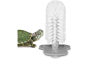 JJMOLLE Turtle Brush with Suction Cup for Tank, Three High Suction Power Suction Cup Turtle Shell Cleaning Brush, White