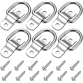 CZC AUTO 6 Pack D Ring Tie Down Anchors 1/4" Heavy Duty Stainless Steel Trailer Tie Down Hooks for Truck, Trailer, Camper, Warehouse, Boat, Cargo Control & Surface Mount, with Screws