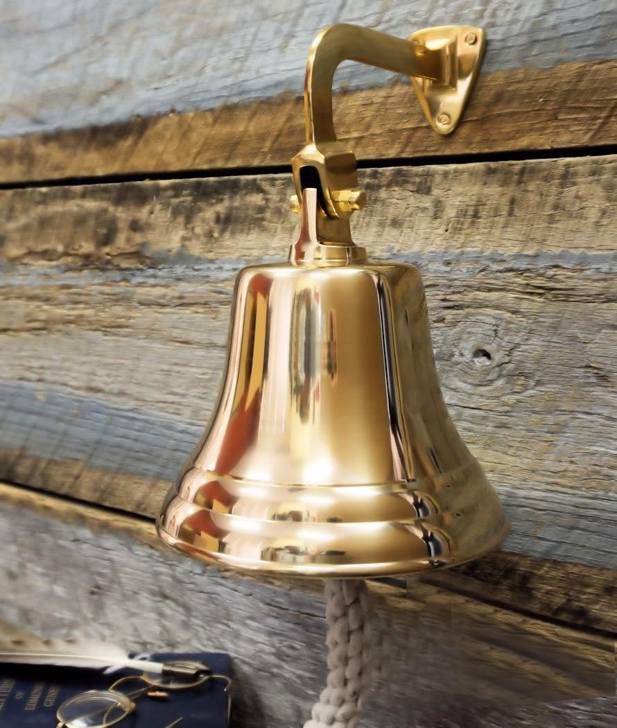 Nautical Premium Polished Brass And Nickel Coated Door Functional Bells | Exclusive Pirate's Decor Gifts Collectibles | Nagina International (Brass, 3 Inches)