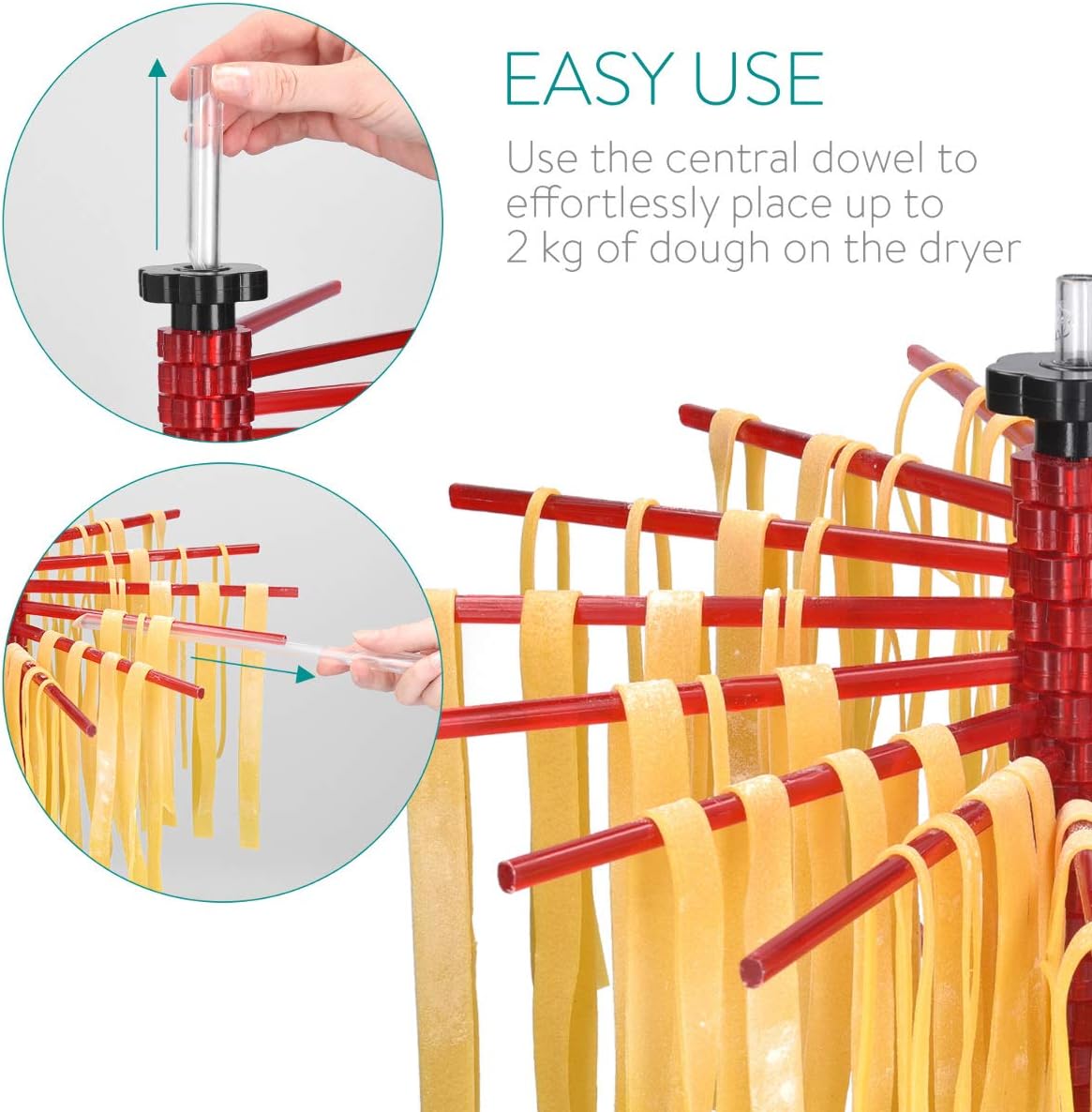 Navaris Collapsible Pasta Drying Rack Tall Spaghetti Noodle Dryer