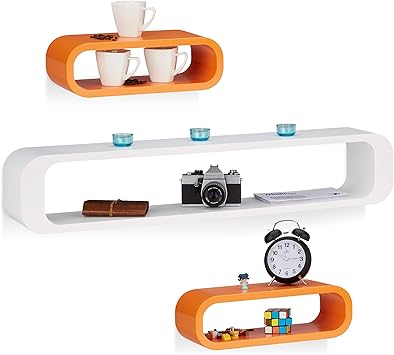 Relaxdays Wandregal Lang 3er Set Dekoregale F Das Wohnzimmer Lackierte Regalablage Belastbar Bis 10 Kg Weiss Orange Amazon De Kuche Haushalt