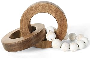 Oakrain Wood Chain Link Decor, Handmade Carved Knot Decor, Minimalist Home Décor Accents, Shelf Coffee Table Decor, Natural Boho Farmhouse Rustic Home Decor, Best Housewarming Gifts (8.86 inch)