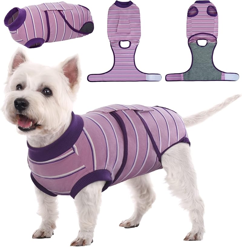 Kuoser Recovery Suit for Dogs Post-Operative Purple Breathable 6 Sizes
