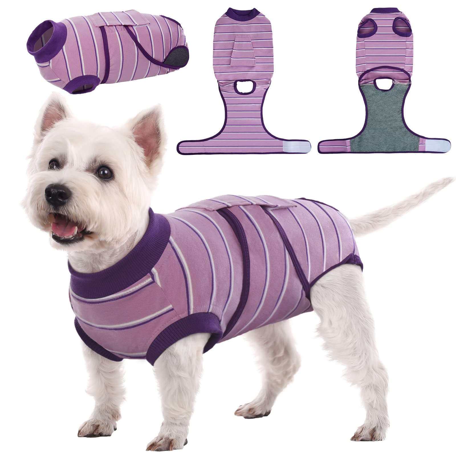 Kuoser Recovery Suit for After Surgery Male/Female Dogs, Pet Post-Operative Shirt Dog Abdominal Wounds Protector, Anti-Licking Puppy Medical Surgical Suit, Substitute E-Collar & Cone, Purple — image 1