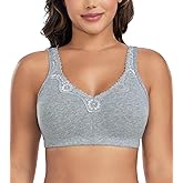 DotVol Women's Comfort Embroidered Lace Non Foam Wirefree Cotton Everyday Bra