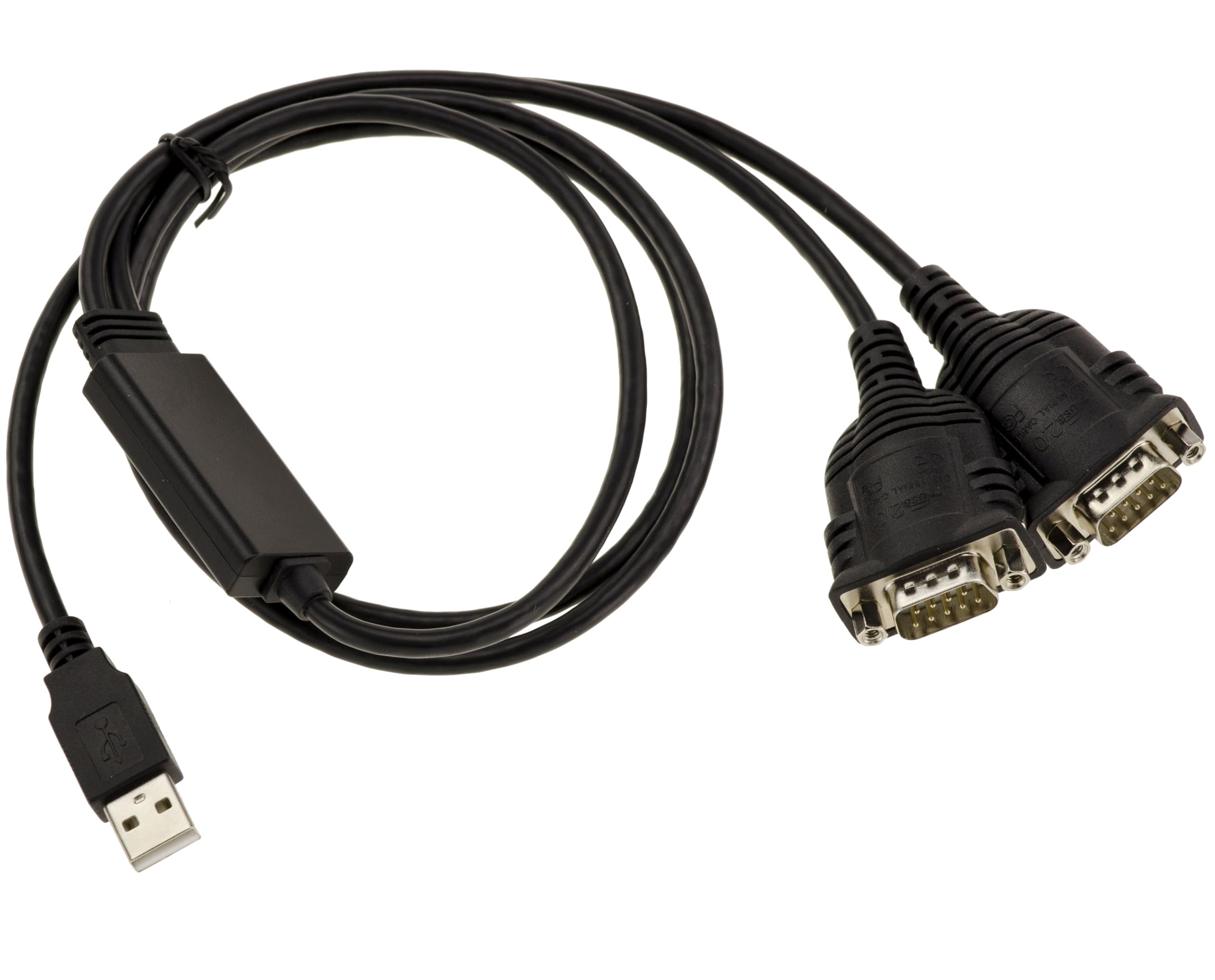 KALEA-INFORMATIQUE USB to 2 independent RS-232 COM RS232 DB9 serial ports converter cable. Length 1.5 M, with PROLIFIC Chipset