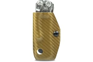 Clip & Carry Kydex Sheath Belt Clip Holster Holder Cover for LEATHERMAN SKELETOOL - Made in USA (Carbon Fiber Tan)