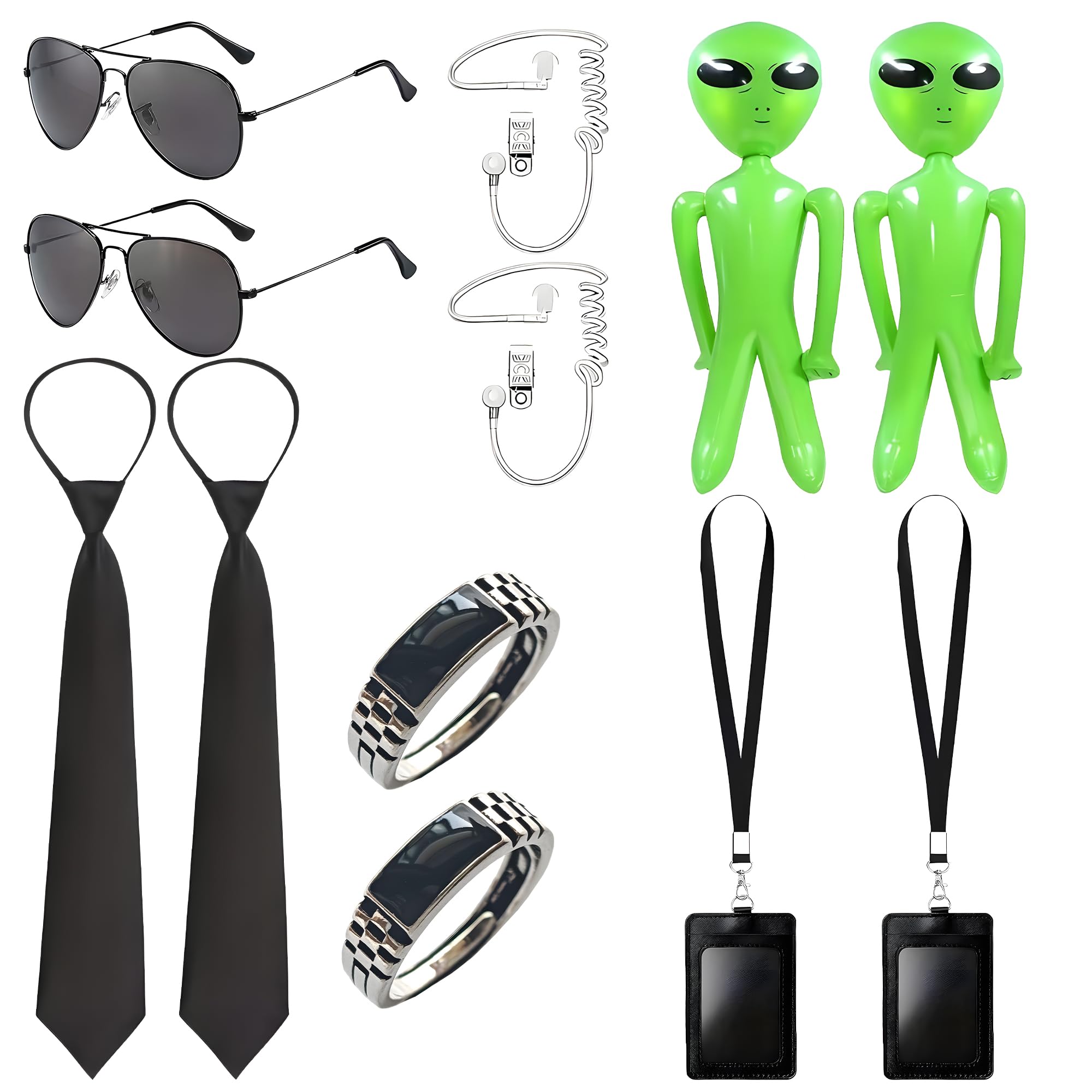 MOSNOW Black Costume 12-Piece Set for Men, Minimalist Role Play Accessories Kit, Cosplay Parties, Secret Agent Party Theme — image 1