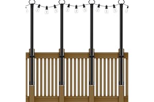 AHRLHR 4-Pack 5 Ft String Light Poles, String Light Poles for Outside with Fixing Clips,Hanging Light Poles for Deck Fence Garden Backyard Wall Bistro,Metal Poles for Outdoor String Lights