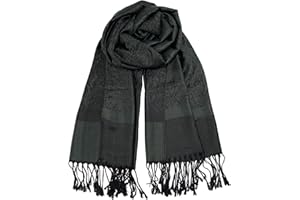 Wendyfull Two Tone Silky Paisley Pashmina Shawl Wraps for Women Jacquard Pashminas Wrap Rave Scarf Soft