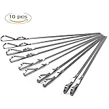Kabob Skewers BearMoo 17" Stainless Steel BBQ Barbecue Skewers 7/20" Flat Metal Grilling Skewers Set, Reusable BBQ Sticks (Set of 10 +1 X Handy Storage)