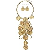 RUIYIMING Statement African Necklace For Women African Jewelry Costume Earring Sets Tribal Fashion Colorful Big Rhinestone Crystal Pendent Collar Choker Bold Chunky Bib Handmade