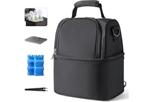 NCVI Breastmilk Cooler Bag with 2 Ice Pack, Breast Pump Bag with Cooler Fits 6 Bottles, Double Layer Breast Milk Travel Bag Baby Bottle, for Travel, Nursing Mom Daycare, Work, Picnic (Black)