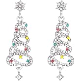 ONLYJUMP Christmas Tree Earrings for Women Unique Gold Rhinestone Crystal Xmas Tree Dangle Drop Earrings Exquisite Xmas Earrings Christmas Party Jewelry Holiday Accessory