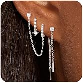 Gold Silver Earrings for Women Trendy 14K Gold Plated Dangle Hypoallergenic Cartilage Earrings Small 925 Sterling Silver Post Dainty Hoop Drop Pearl Earring Stacks Set Huggie Chain Earrings Jewelry