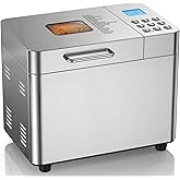 2LB Bread Maker Machine, OSIPOTO 17 in 1 Automatic Stainless Steel Bread Machine, Non-stick, Beginner-Friendly Controls, 15 Hour Timer, Easy to Clean Low Noise, High Success Rate for Homemade Bread