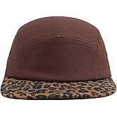 Gvatasz 5 Panel Baseball Cap Leopard Print Flat Brim Hat Vintage Snapback Hats for Men Hip Hop Street Style Skateboard Hat
