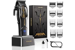 SUPRENT PRO Ultra Quiet Cordless Hair Clippers for Men – High Torque 7800RPM Motor, Low Heat, Professional Hair Clippers with Charging Dock (Black)