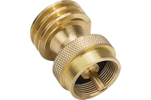Rushare 1lb Propane Adapter for Disposable Throwaway Cylinder, 1 lb to 20 lb Propane Tank Adapter, Solid Brass