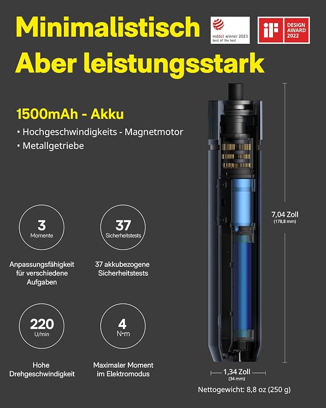 Elektrischer Schraubendreher Set mit 25 Magnetische Bits, LED-Licht