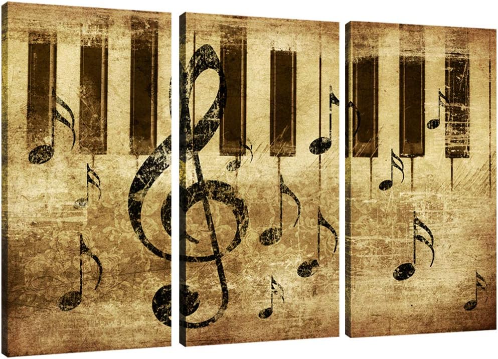 3 Panles Piano Score Canvas Paintings Wall Art Painting Music Pictures Prints On Canvas for Home Wall Decor with Stretched and Framed (30x60cmx3pcs)