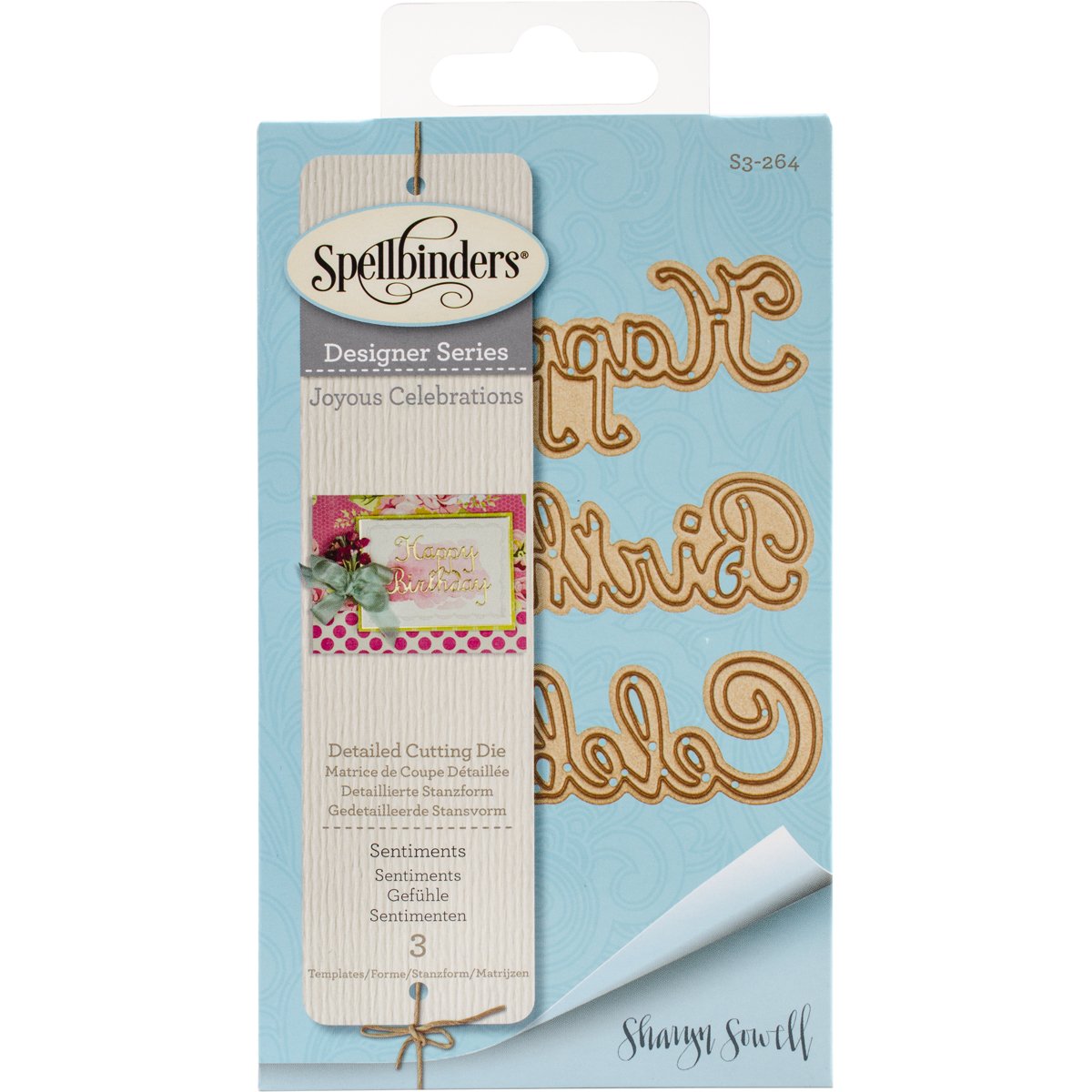 Spellbinders "Shapeabilities" Sentiments Die, Brown