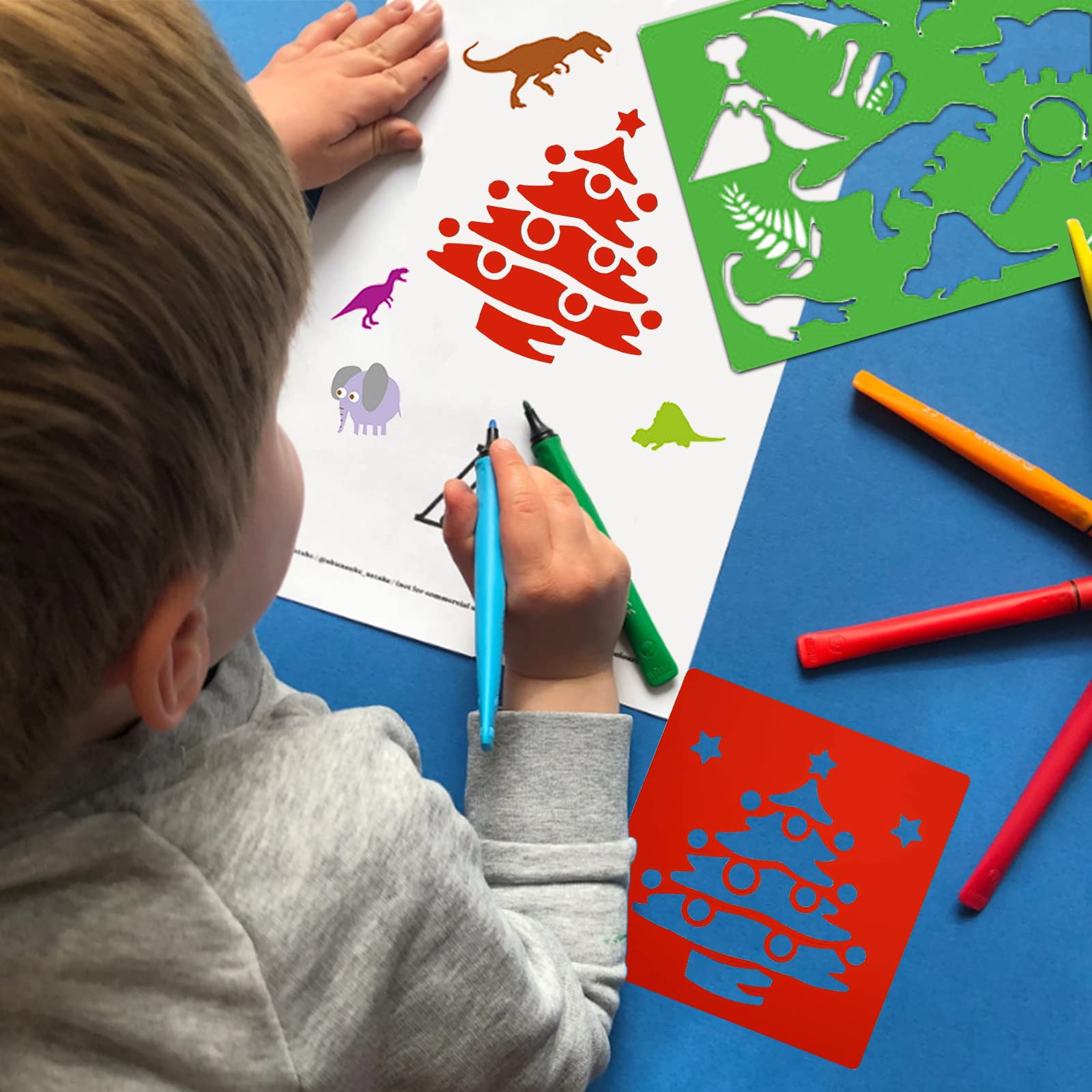 Stencils for Kids, 26pcs Plastic Drawing Stencils Set with 400+ Images, Variety of Shapes and Subjects