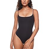 INLYRIC Women's Inbarely Soft Scoop Neck Bodysuit Double Lined Cami Sleeveless Spaghetti Strap Going Out Tank Tops