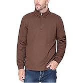 BC Clothing Men’s Bonded Fleece Lined Body Lined Quarter Zip Pullover Top (US, Alpha, Medium, Regular, Regular, BROWN)