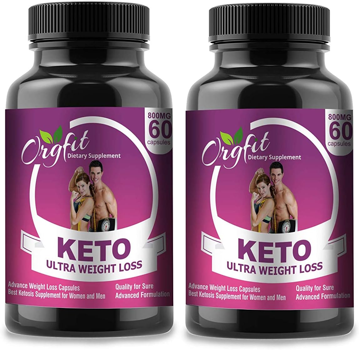 Orgfit Keto Fat Burner Supplement with Green Tea Garcinia Cambogia Green Coffee Extract 800mg 60 Capsules. Weight loss for men and women Pack of 2
