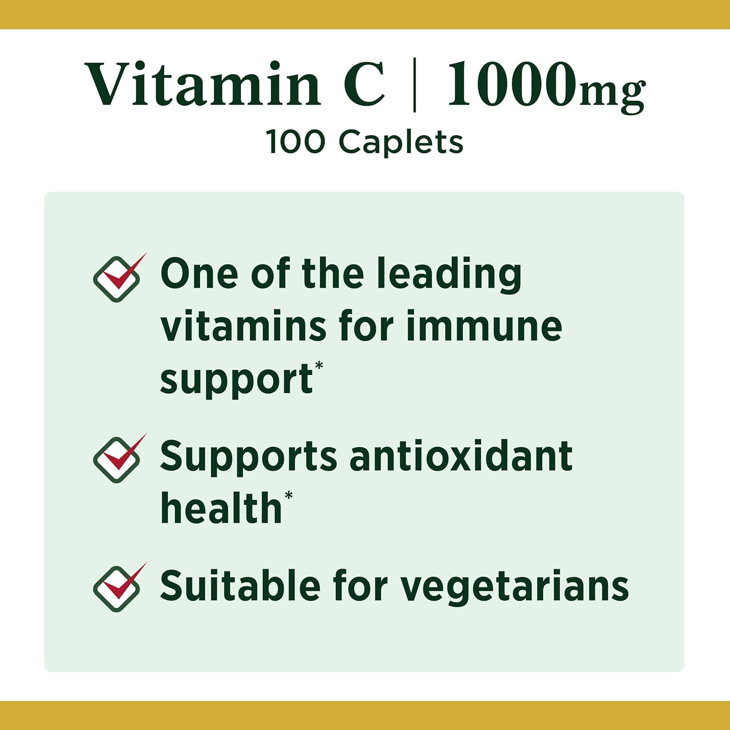 Vitamin C by Nature’s Bounty for immune support. Vitamin C is a leading immune support vitamin, 1000mg, 100 Caplets : Grocery & Gourmet Food
