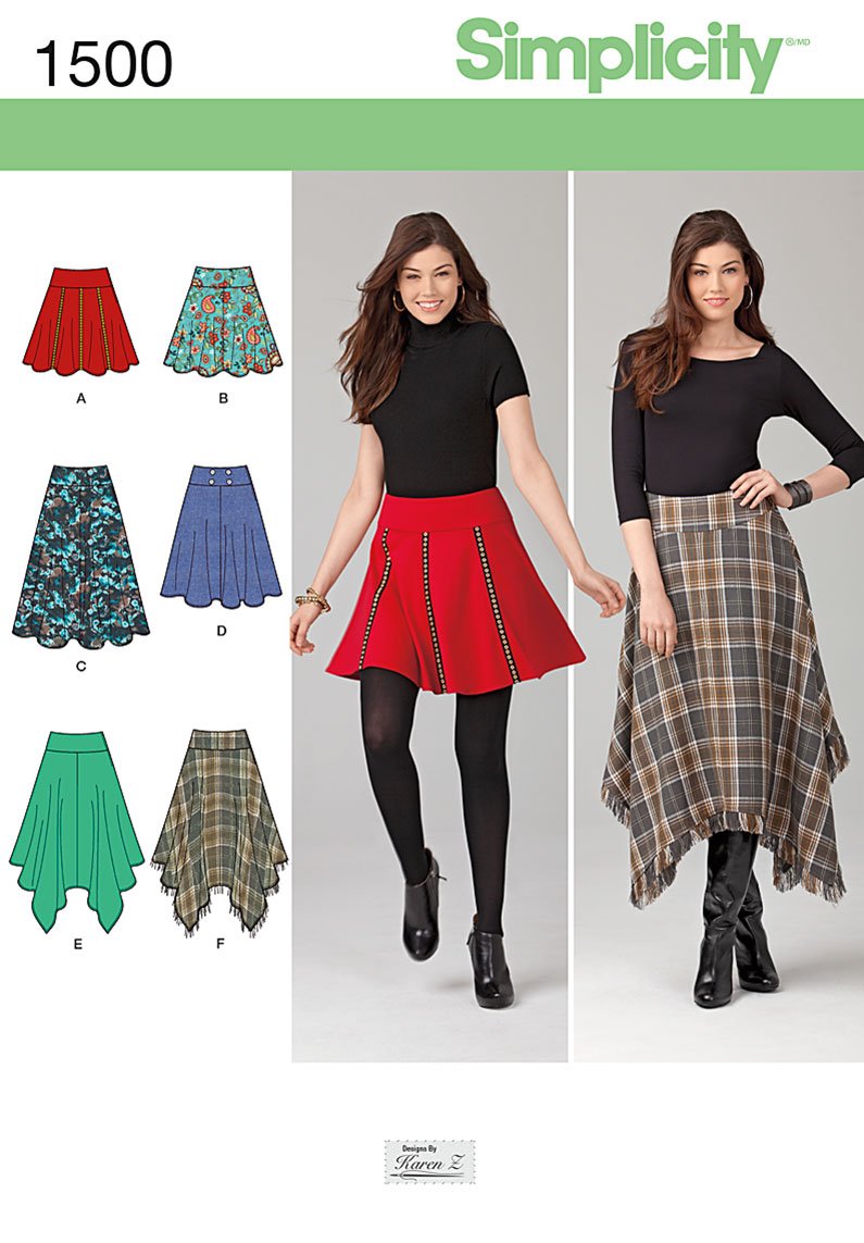 Simplicity Sewing Pattern 1500: Misses' Skirts with Length Variations, Size H5