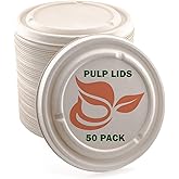 Compostable Pulp Lids for 20 oz & 25 oz Bagasse Bowls – Biodegradable Sugarcane Fiber | Eco-Friendly, PFAS-Free, Heavy-Duty D