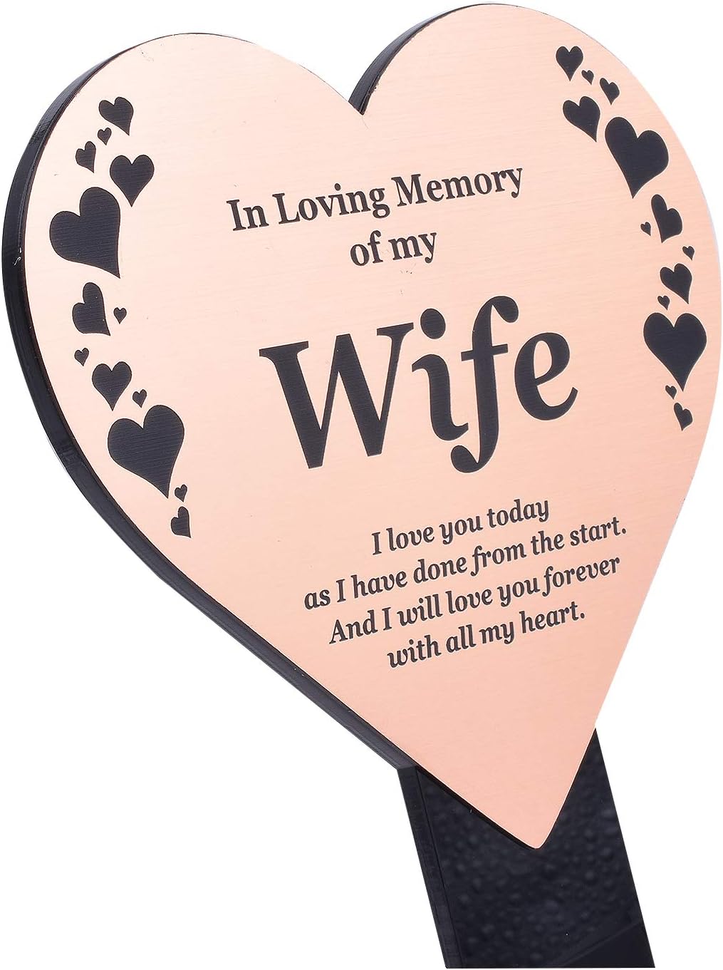 Wife Memorial Remembrance Plaque Stake, HEART SHAPE, Gold/Silver/Copper, Waterproof, Outdoor, Grave Marker, Tribute - Image 4