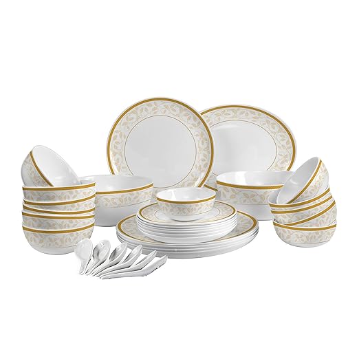 Buy Cello Royal Amber Gold Opalware Dinner Set, 33 Pieces Online at Low
