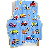 BOOPBEEP Construction Toddler Blanket for Boys Girls Lightweight Baby Kids Blanket Cute Soft Small Truck Car Blankets Comfy Fleece Flannel Plush Blue Throw Blankets Gifts 40x50
