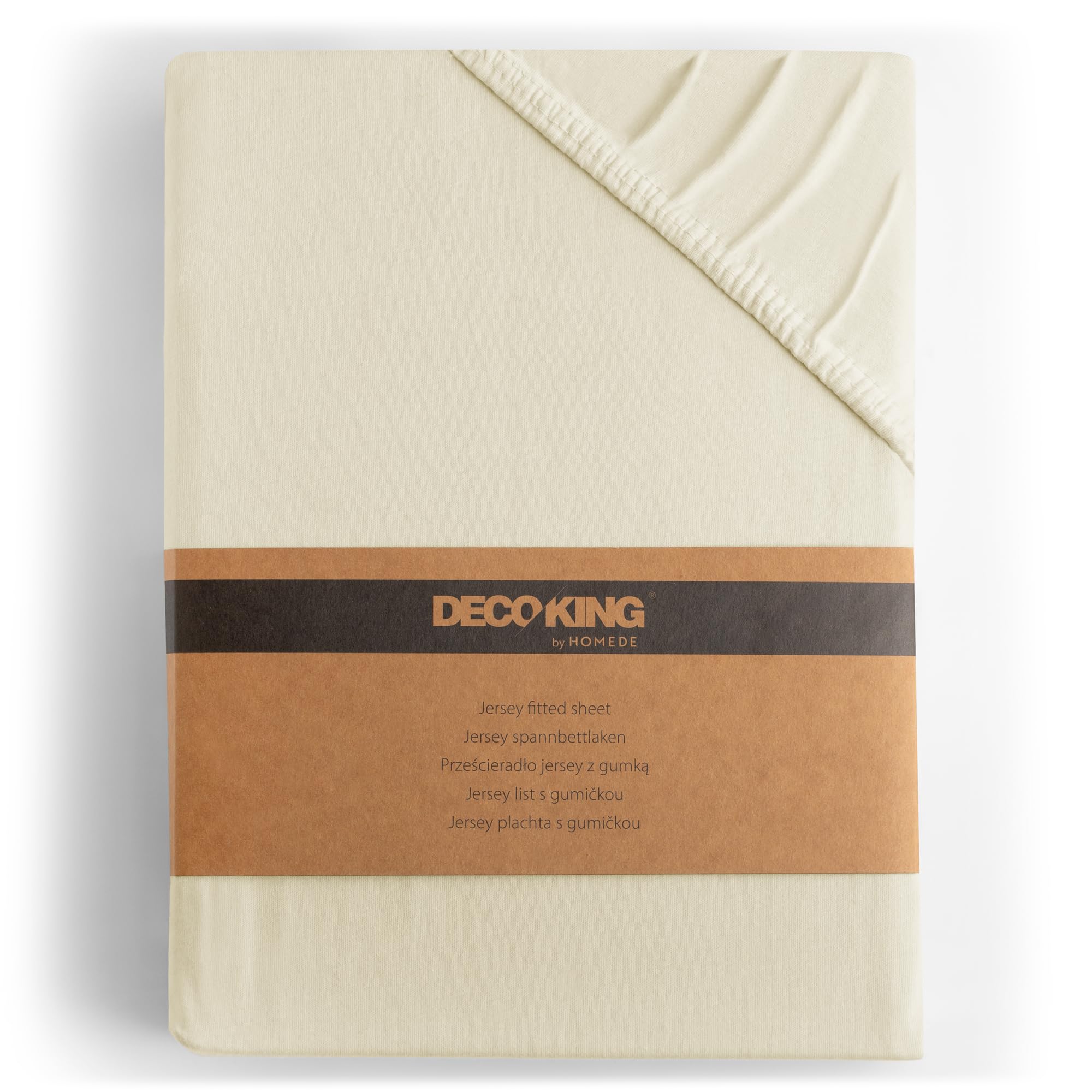 DecoKing Fitted Sheet King 100% Combed Cotton Soft Jersey Bed Sheet 140x200-160x200 cm Beige Amber — image 1