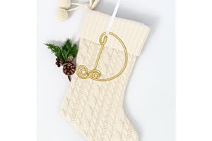Gemscream 3.15 Inch Initial Christmas Stocking Name Tags Personalized Letter Metal Hanging Name Gold Wire Gift Ornament Alphabet Present Ornaments Tags for Christmas Tree DIY Craft(Letter D)