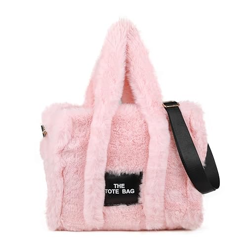 JQAliMOVV Fluffy Tote Bag Winter Furry Purse for Women Faux Fur