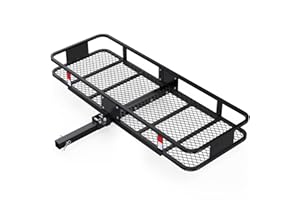 FORWODE 60x24x6 Hitch Cargo Carrier for 2 Inch Receiver, 500LB Capacity Hitch Mount Cargo Rack Carrier, Folding Hitch Cargo Basket with Antirust Coat
