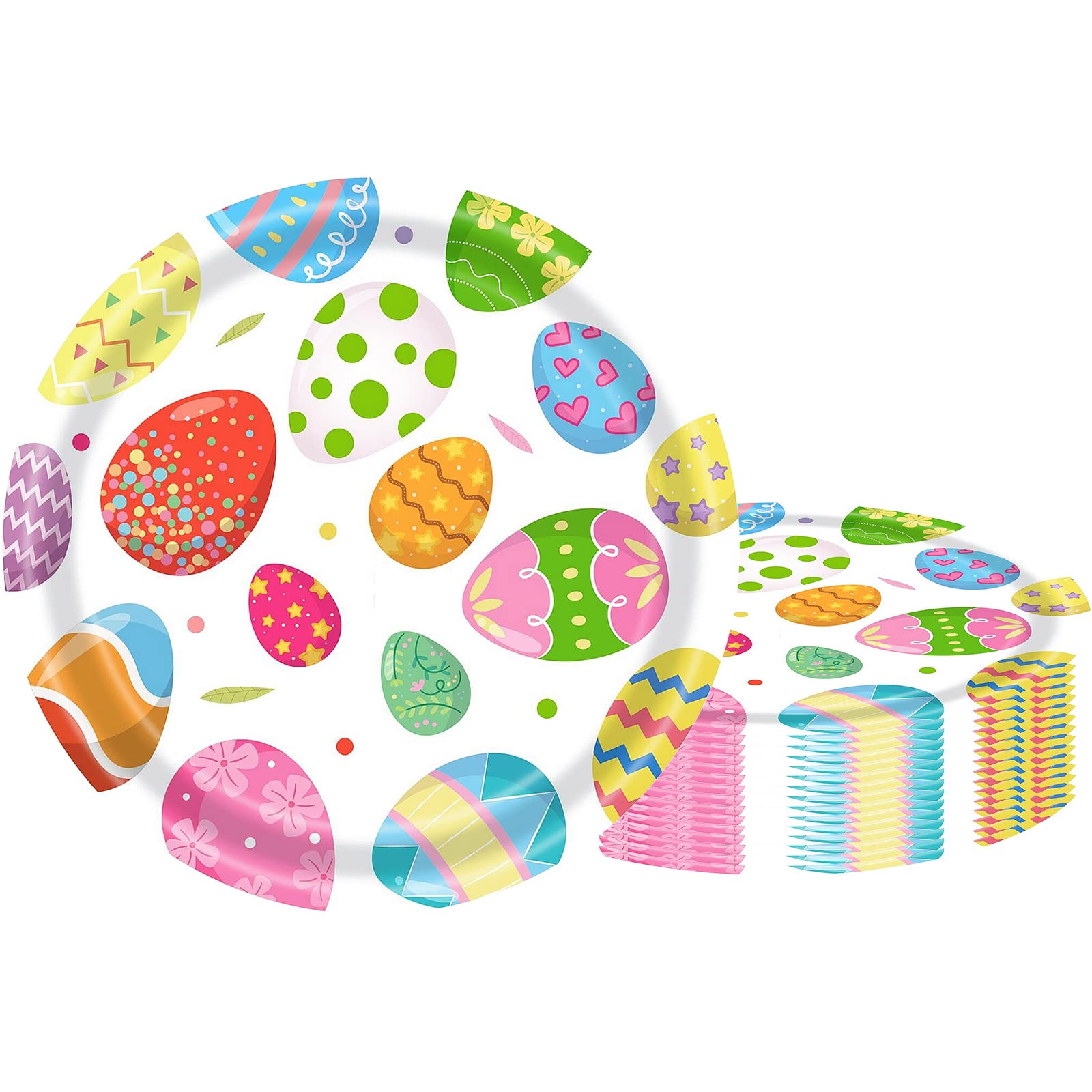 POPOYU Happy Easter Bunny Paper Plates,16Pcs Easter Kids Party Paper Plates 9 inch Party Tableware decor Green Disposable Paper Plates Packs Eggs Rabbit Plates for Easter Kids Adult Party decor