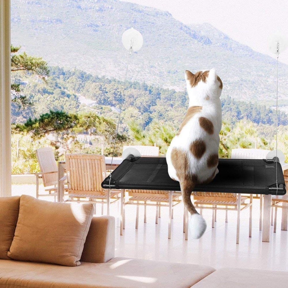 OTDEST Cat Window Perch Hammock Cat Bed Mounted Cat Sunshine Seat Durable Pet Perch with 6 Big Heavy Duty Suction Cups Cat Bed Holds Up to 60lbs