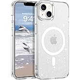 BENTOBEN Magnetic for iPhone 13 Case & iPhone 14 Case, Clear Sparkly Glitter iPhone 14 Phone Case [Compatible with MagSafe]Shockproof Cute Women Girl Protective Cover Case for iPhone 13/14 6.1",Clear