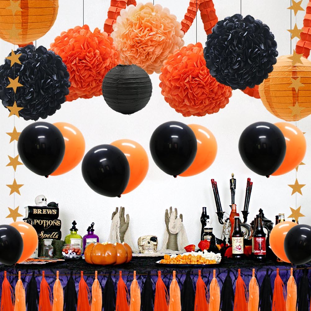 41pcs Party Decorations Supplies Kit - Paper Lanterns Balloons Tassels Hanging Garland Banner Tissue Pom Poms Flowers Clover Garland Paper Garland for Baby Showers Bridal Birthday Halloween Events: Home & Kitchen