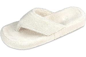 Acorn Women's Spa Thong Slippers with Cloud Contour Comfort - Arch Support and Plush Fluffy Terry Lining, Perfect for Beach, Camping, Poolside, or Bathroom Wear