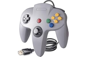KIWITATA Classic N64 Controller, N64 Wired USB PC Game Pad Remote Joystick Controller for Windows & MAC & Raspberry Pi 3 Gray