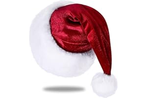 Eoocan Unisex Adults Kids Velvet Comfort Wine Red Santa Hat for Christmas New Year Festive Holiday Party Supplies