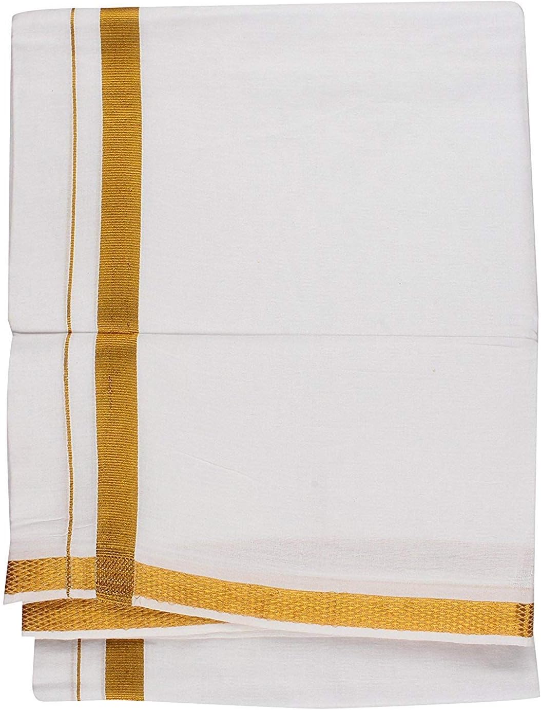 DM COOL COTTON - Premium Men's Golden Zari - 1 Piece (Length - 2 Meter) (100% Pure Cotton)