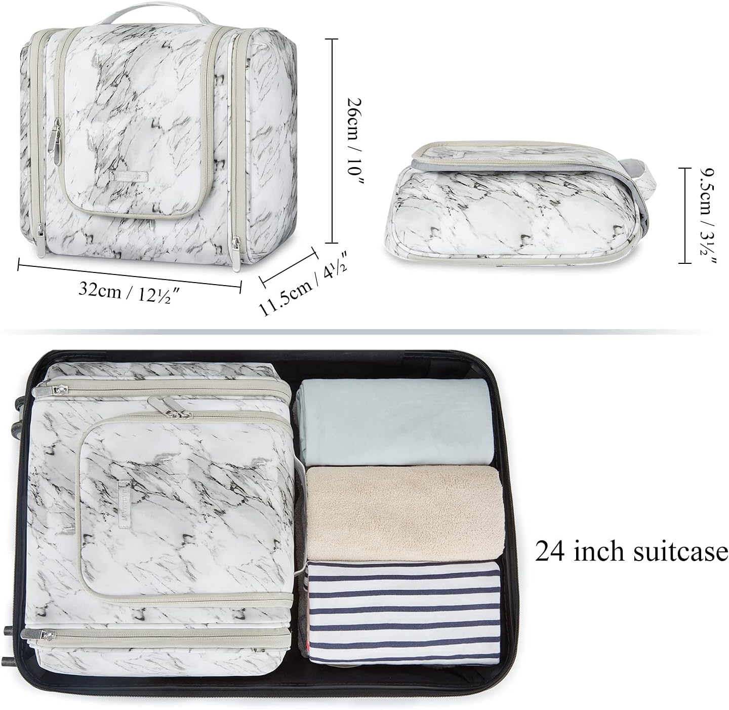 Toiletry Bag, BAGSMART Extra Large Travel Toiletry Organizer with hanging hook, Waterproof Cosmetic Makeup Bag Travel Organizer for Women, Bathroom and Shower Organizer Kit for Toiletries, Cosmetics